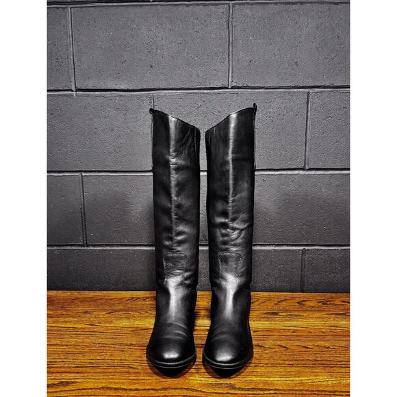 SAM EDELMAN Penny Black Leather Knee High Campus Boots Women’s 8 M - Picture 3 of 8